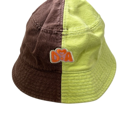 Dypsnea X Abrand Jeans Dypset Beating Hearts Cotton Bucket Hat Citron/Brown - Picture 3 of 11